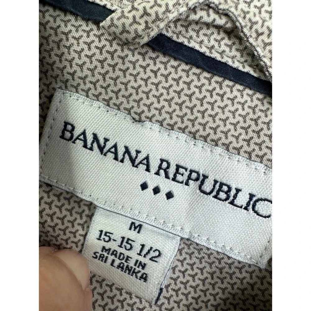 Banana Republic Men Brown Cotton‎ Shirt Size M Medium 15-15 1/2
